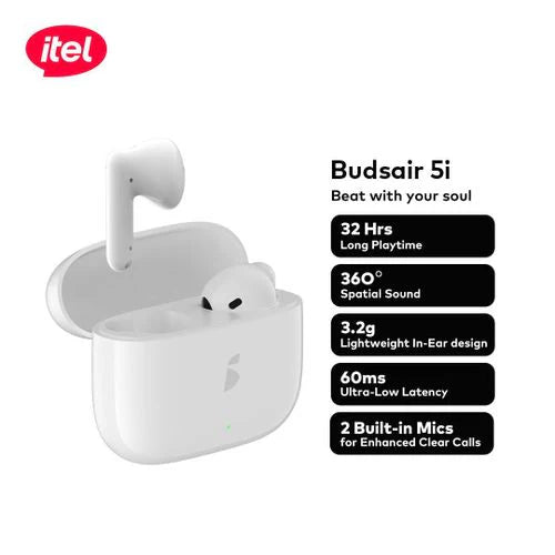 Itel Buds Air 5i Deep Bass, Dual Mics Wireless Earbuds