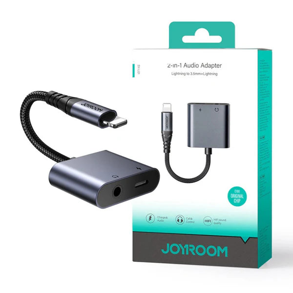 Joyroom 2 in 1 Audio Adapter (Lightning to 3.5mm + Lightning) - Techgadz