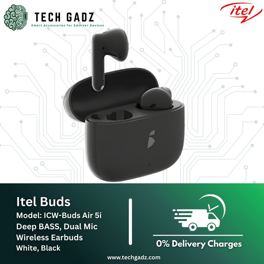 Itel Buds Air 5i Deep Bass, Dual Mics Wireless Earbuds