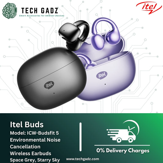 Itel BudsFit 5 BT version 5.4 Environment Noise Cancellation Wireless Earbuds