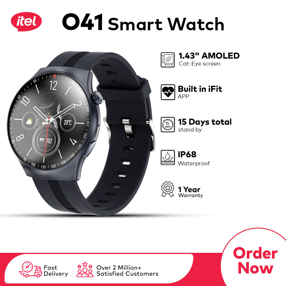 Itel 1.43" Super AMOLED Display Smart Watch Opal 041 - Techgadz