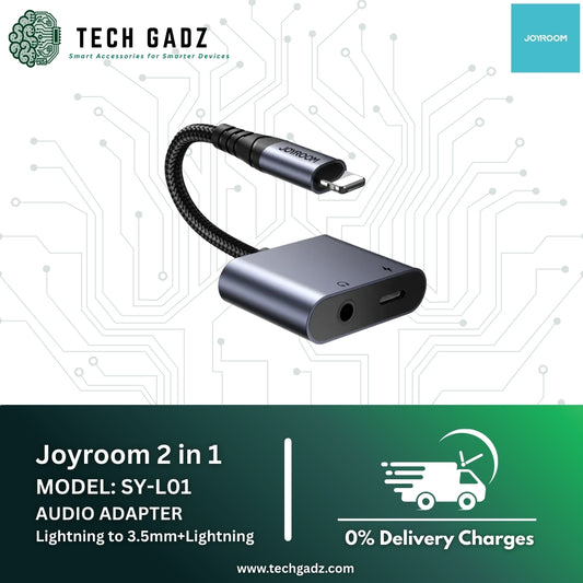Joyroom 2 in 1 Audio Adapter (Lightning to 3.5mm + Lightning) - Techgadz