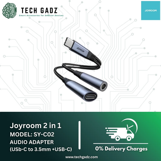 Joyroom 2 in 1 Audio Adapter (USB-C to 3.5mm + USB-C) SY-C02 - Techgadz