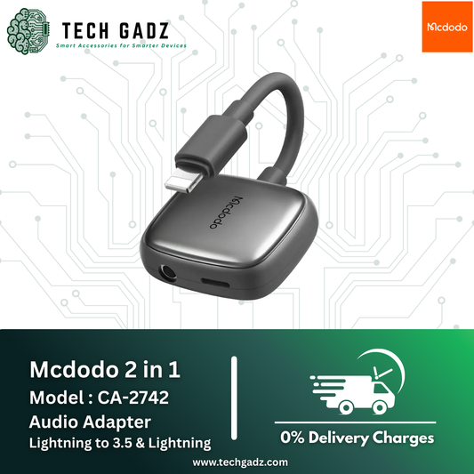 Mcdodo 2 in 1  Model _ CA-2742 Audio Adapter Lightning to 3.5 & Lightning - Techgadz