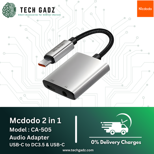 Mcdodo 2 in 1 Model _ CA-505 Audio Adapter  USB-C to DC3.5 & USB-C - Techgadz