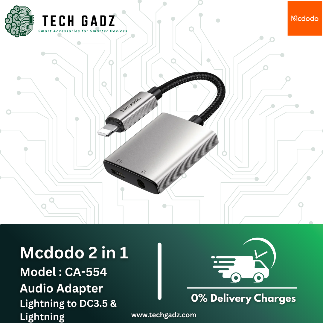 Mcdodo 2 in 1 Model _ CA-554 Audio Adapter  Lightning to DC3.5 & Lightning - Techgadz
