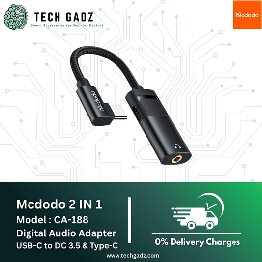 Mcdodo PD 60W  Model _ CA-188 (2in1) Digital Audio Adapter USB-C to DC 3.5 & Type-C - Techgadz