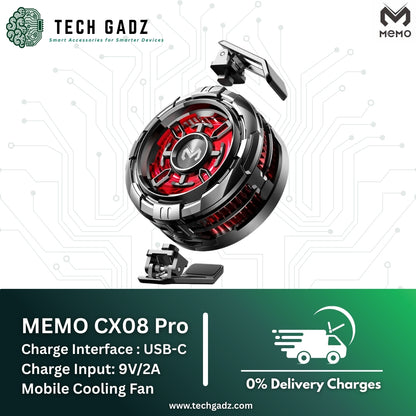 Memo CX08 Pro Frozen Type Mobile Cooling Fan 2 in 1 - Techgadz