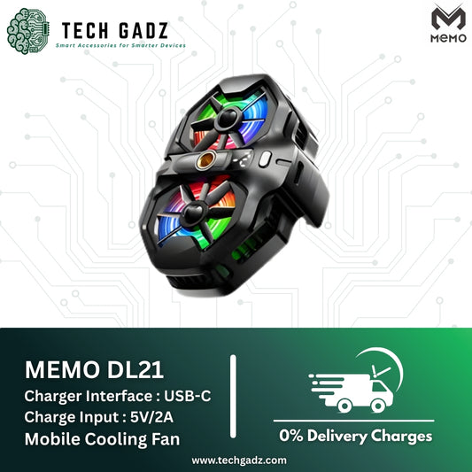 Memo DL21 Back Clip Hight Power RBG LED Temperature Dual Display Cooling Fan - Techgadz