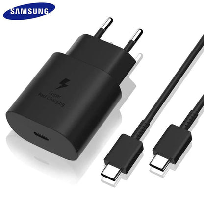 Samsung PD 25W (USB-C) Super Fast Charge Adapter with (Type-C to Type-C) Cable (Combo) - Techgadz