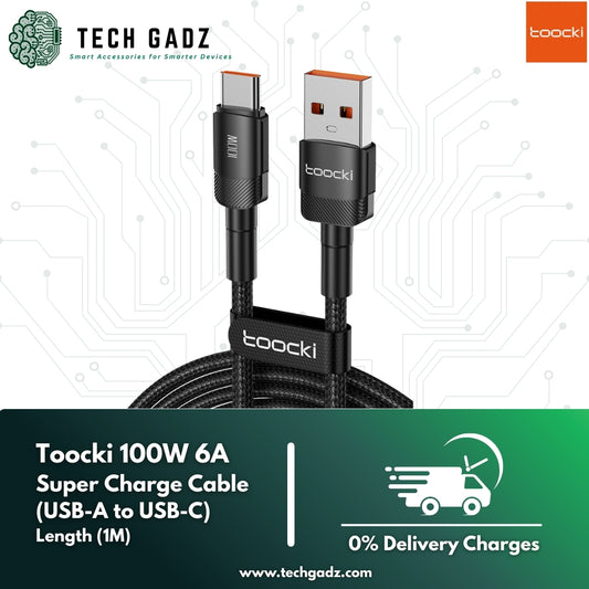 Toocki 100W 6A Super Charge Cable (USB-A to USB-C) - Techgadz