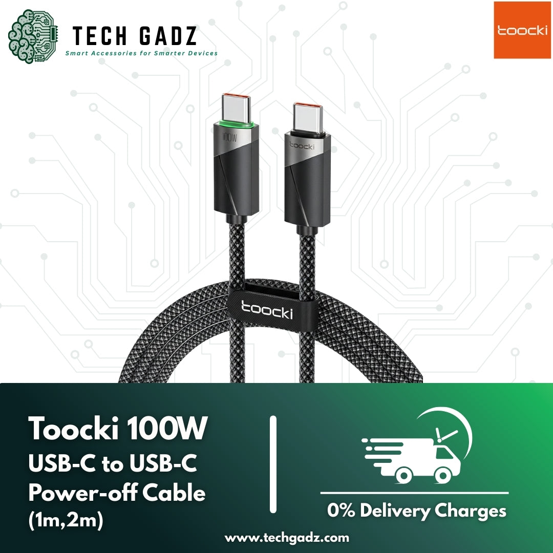 Toocki 100W Smart Power-off Cable (USB-C to USB-C) - Techgadz