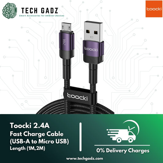 Toocki 2.4A Fast Charge Cable (USB-A to Micro USB) - Techgadz
