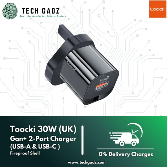 Toocki 30W Gan + 2-Port Charge(USB-A & USB-C) - Techgadz
