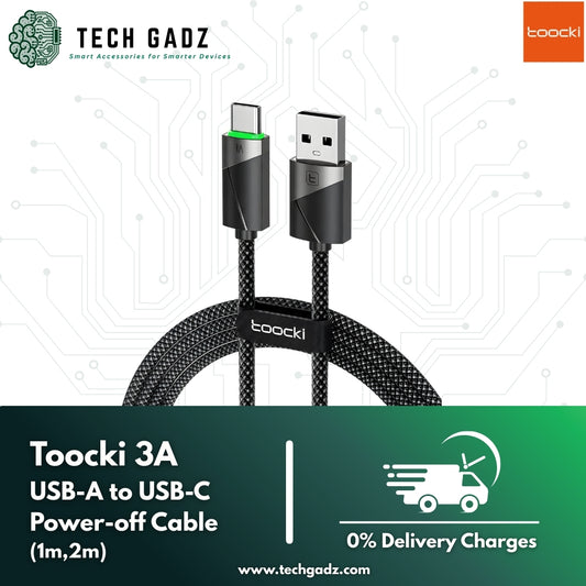Toocki 3A Smart Power-off Cable (USB-A to USB-C) - Techgadz