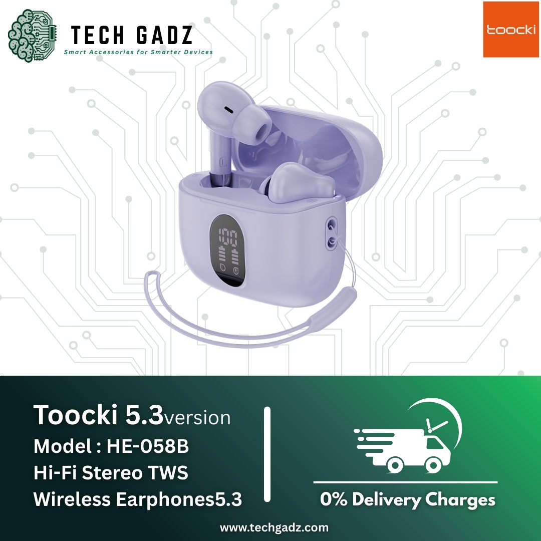 Toocki Hi-Fi Stereo TWS Wireless Earbuds 5.3version HE-058B - Techgadz