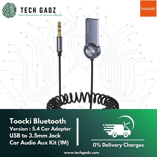 Toocki Bluetooth USB to 3.5mm Car Audio AUX Kit 5.4 Version - Techgadz