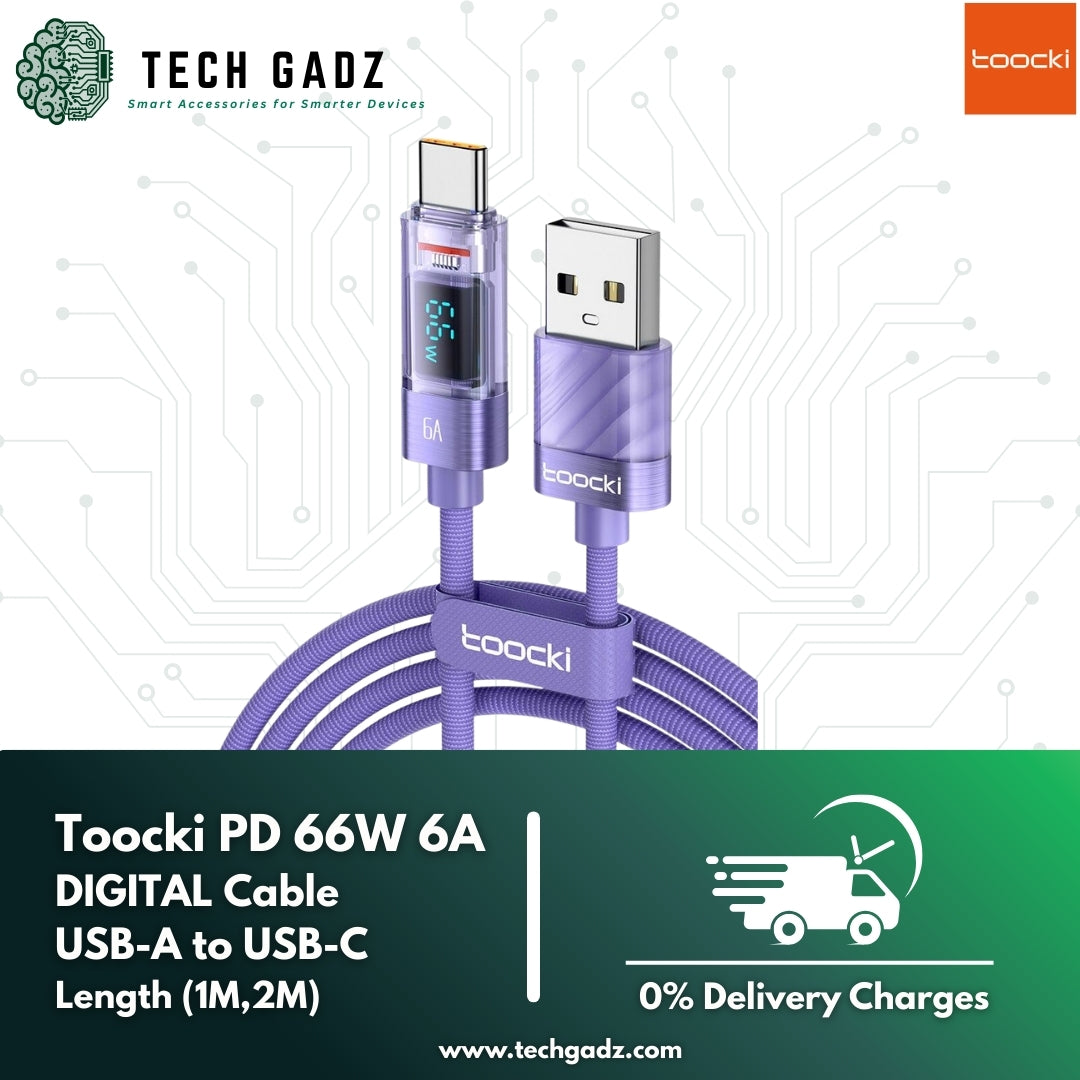 Toocki PD 66W 6A Digital Cable (USB-A to USB-C) - Techgadz