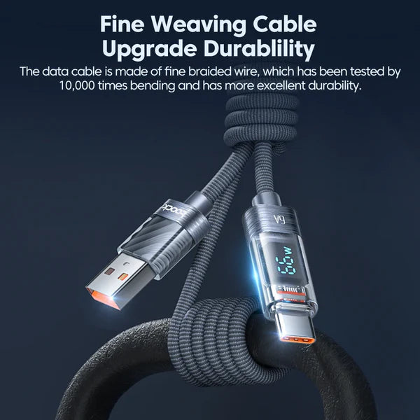 Toocki PD 66W 6A Digital Cable (USB-A to USB-C) - Techgadz