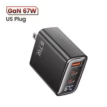 Toocki PD 67W Gan + 3-Port Charger (USB-A & USB-C DUAL) - Techgadz