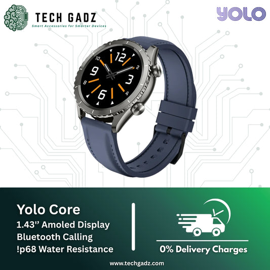 Yolo Core 1.43'’ Amoled Display Bluetooth Calling  !p68 Water Resistance