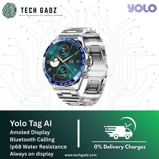 Yolo Tag AI AMOLED Display Bluetooth Calling IP68 Water Resistance Always On Display